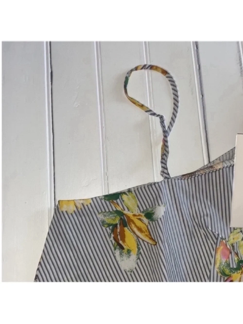 Lumiere Urban Outfitters Top Blue White Stripes Yellow Floral Size S